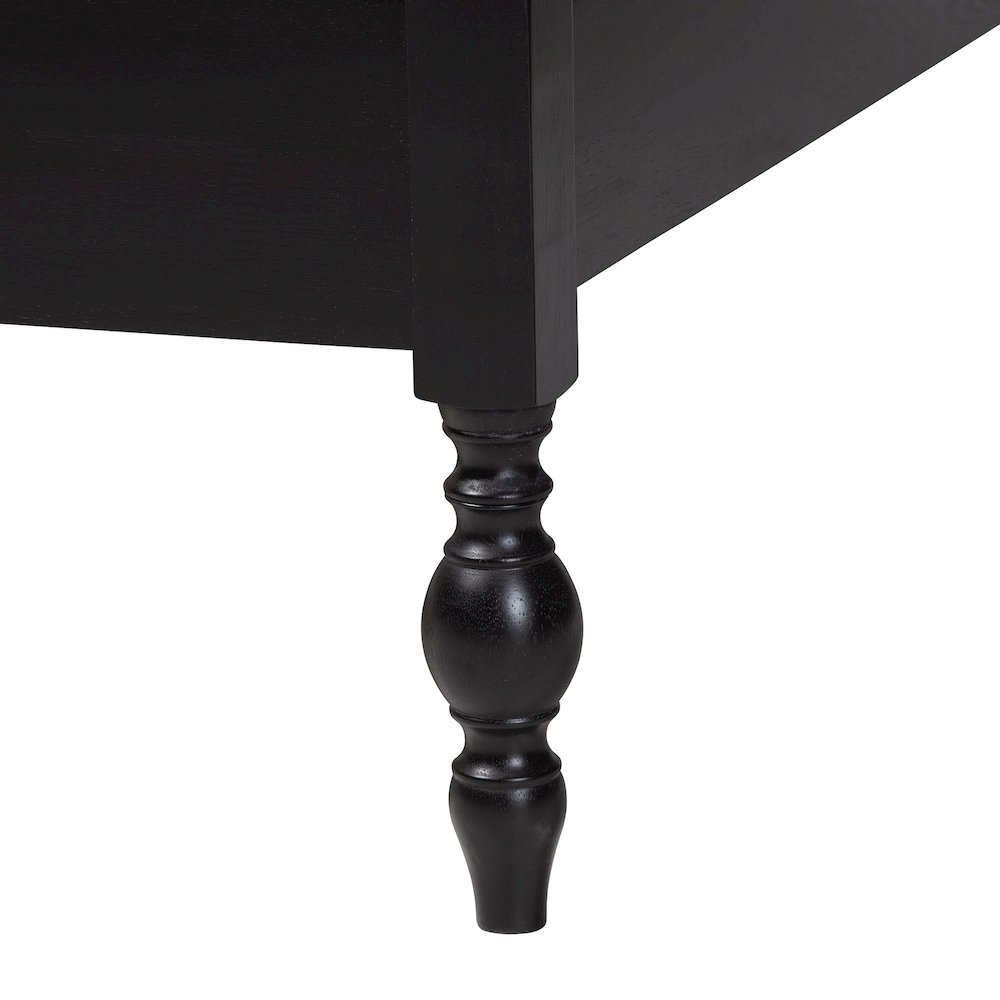 Platform Bed - Turned Bed Frame with Headboard and Sculpted Legs, Black, Queen