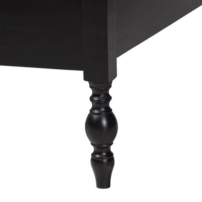 Platform Bed - Turned Bed Frame with Headboard and Sculpted Legs, Black, Queen