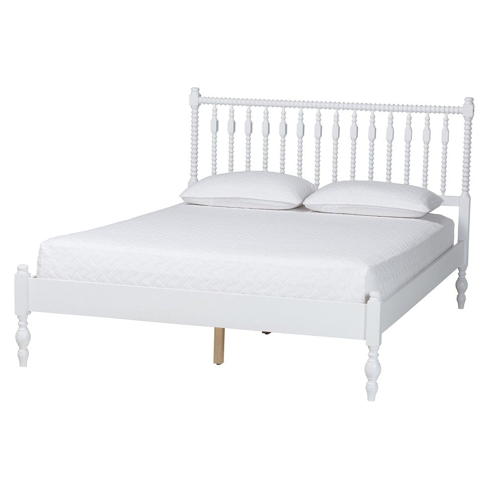 4-Piece Bedroom Set, Platform Bed with Dresser, Nightstands, White, Queen