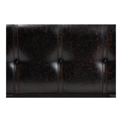 Callum Modern Transitional Distressed Dark Brown Faux Leather Upholstered 2-Drawer Storage Trunk Ottoman