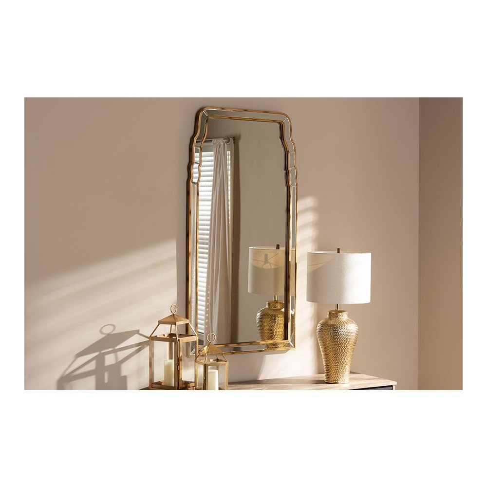 Alice Modern and Contemporary Queen Anne Style Antique Gold Finished Accent Wall Mirror