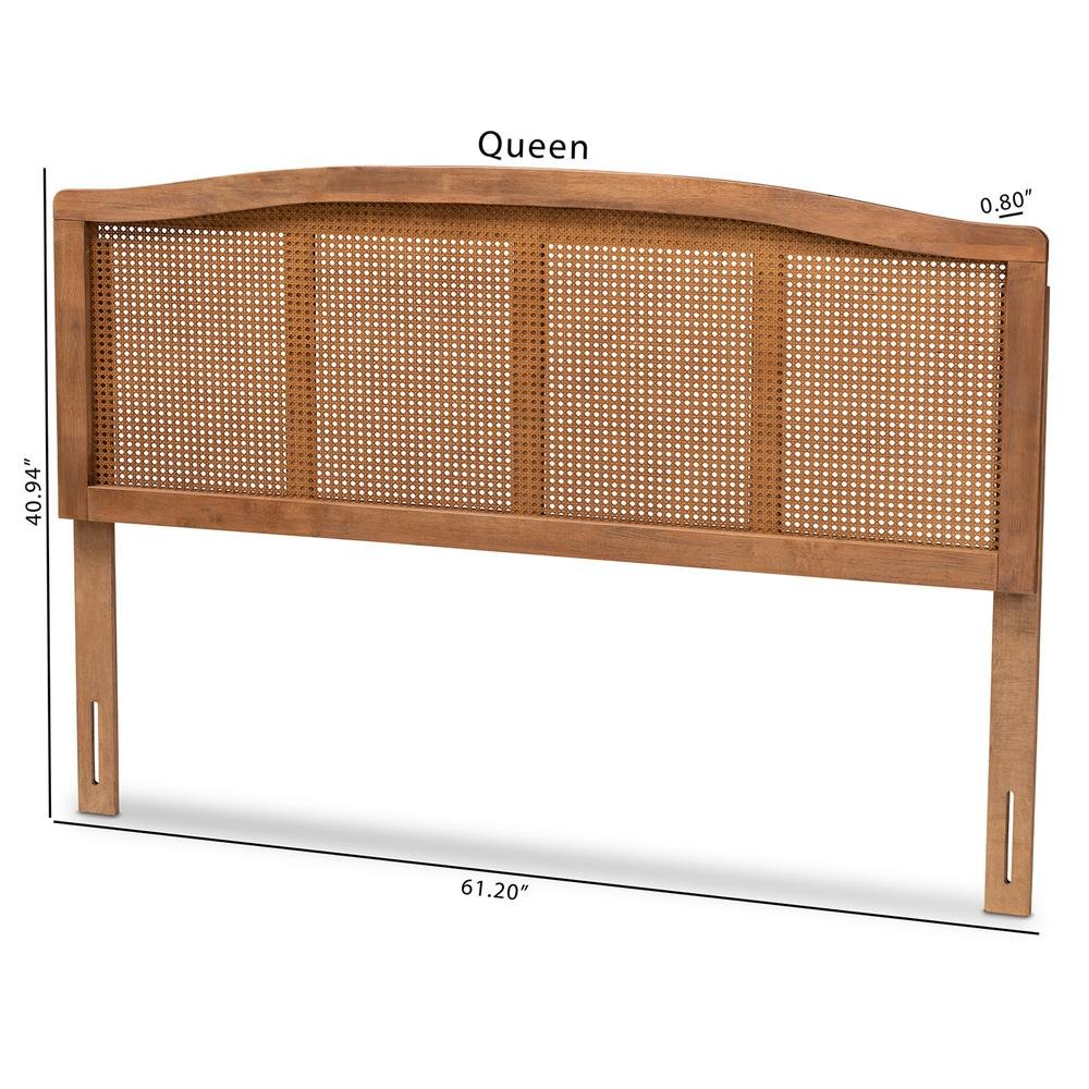 Mid-Century Modern Ash Wood Headboard with Synthetic Rattan Accent