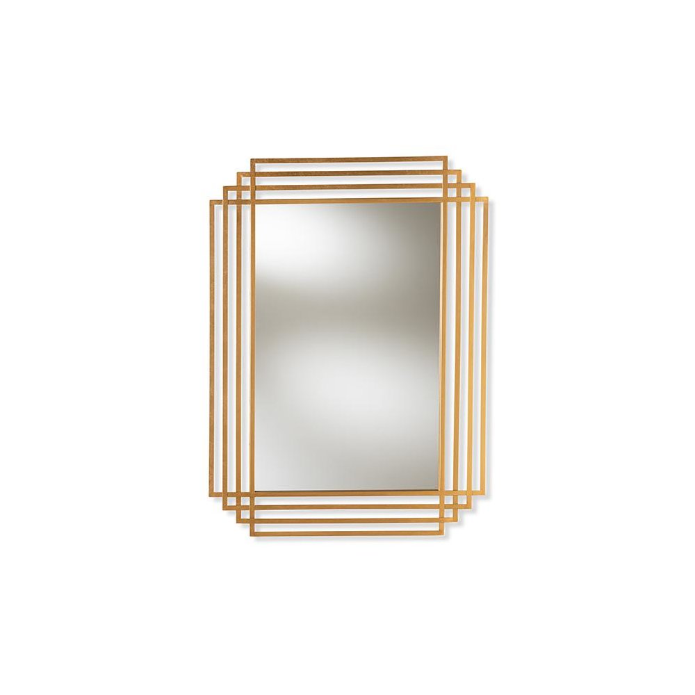 Kalinda Art Deco Antique Gold Finished Rectangular Accent Wall Mirror