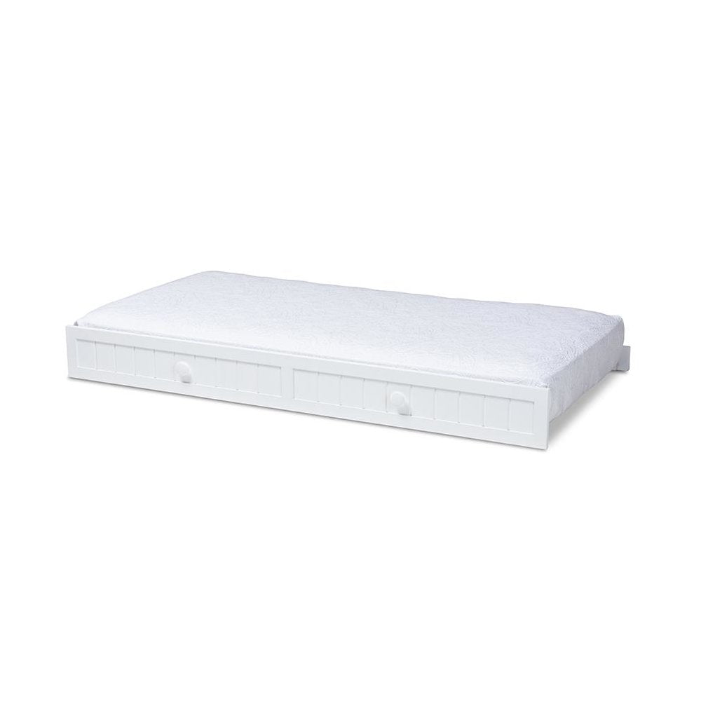 Baxton Studio Neves Cottage Farmhouse White Finished Wood Twin Size Trundle