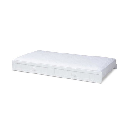Baxton Studio Neves Cottage Farmhouse White Finished Wood Twin Size Trundle