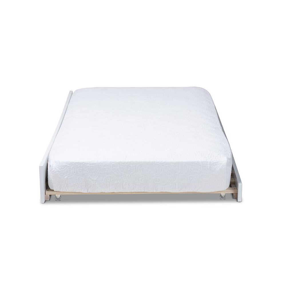 Baxton Studio Neves Cottage Farmhouse White Finished Wood Twin Size Trundle