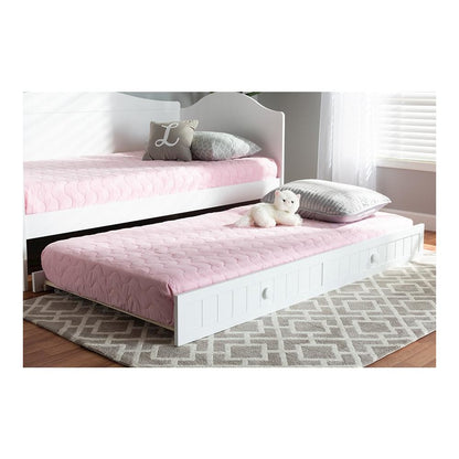 Baxton Studio Neves Cottage Farmhouse White Finished Wood Twin Size Trundle