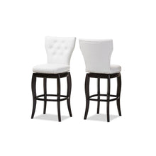 White Button-tufted 29-Inch Swivel Bar Stool