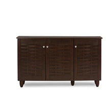 Dark Brown Wooden Shoe Storage Cabinet with 3-Door Modern Design