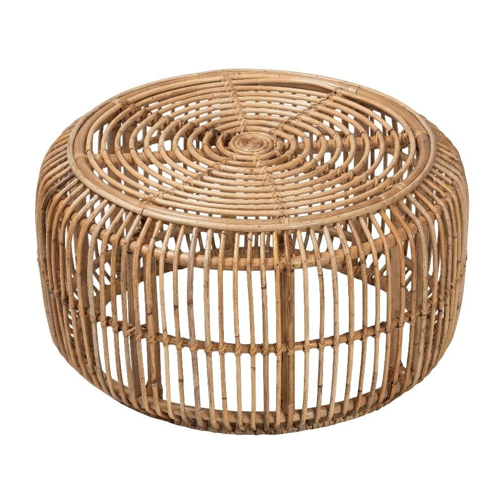 Authentic Brown Rattan Coffee Table with Antique Finish Bohemian Style