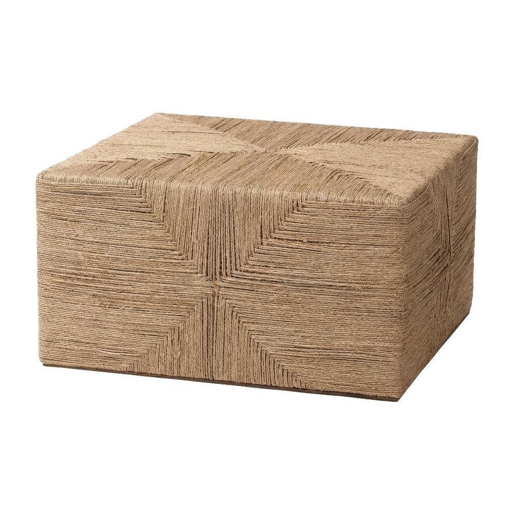 Neutral Brown Jute Coffee Table with Seagrass Surface and MDF Base, Single Piece