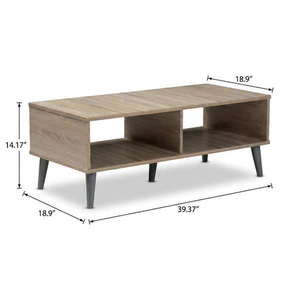 Light Grey and Oak Coffee Table with Particle Board Surface and Modern Style