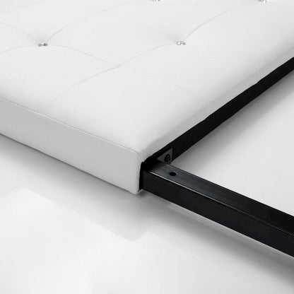 White Faux Leather Headboard Queen Size with PU Foam Padding and Wood Frame