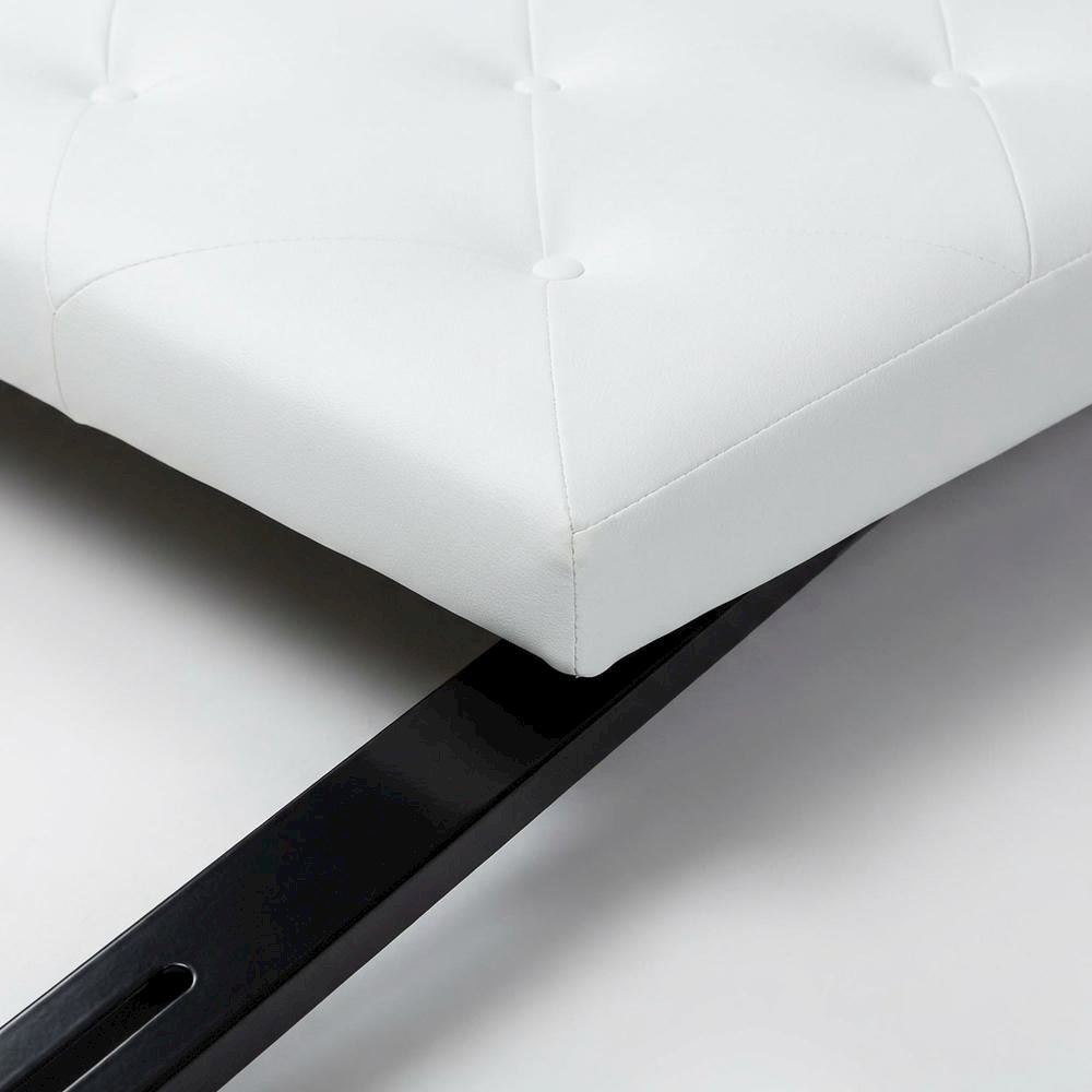 White Faux Leather Full Headboard with Foam Padding and Wood Frame