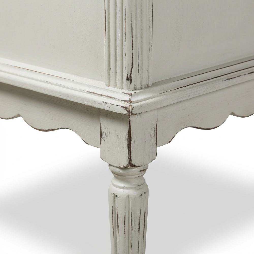 White Traditional Nightstand with Classic French Style and Compact Design