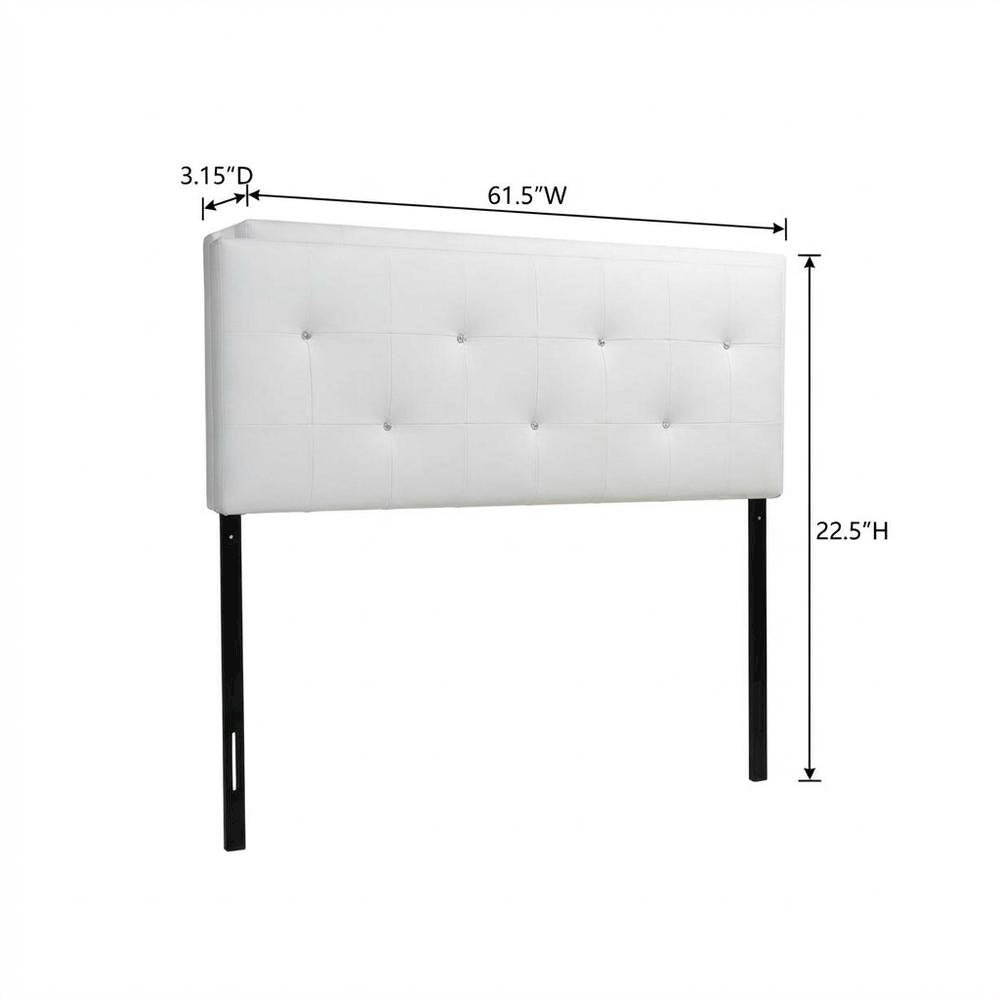 White Faux Leather Headboard Queen Size with PU Foam Padding and Wood Frame