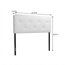 White Faux Leather Headboard Queen Size with PU Foam Padding and Wood Frame