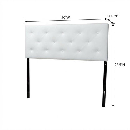 White Faux Leather Full Headboard with Foam Padding and Wood Frame