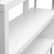 White Modern Bookcase with Three Shelves and Engineered Wood Construction