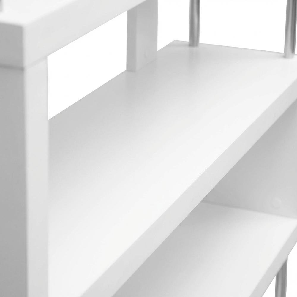 White Modern Bookcase with Three Shelves and Engineered Wood Construction