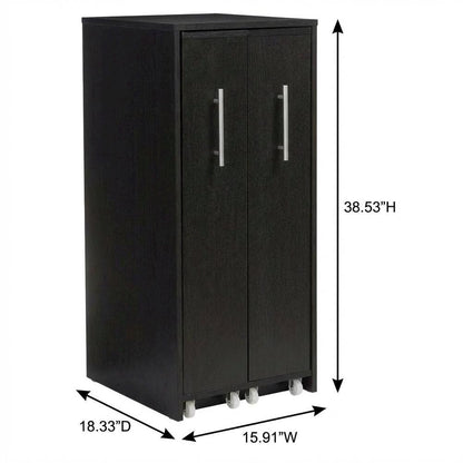 Contemporary Dark Brown Wooden Bookcase with Shelving and Pull-out Doors