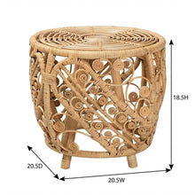 Natural Brown Rattan End Table with Stylish Wooden Frame