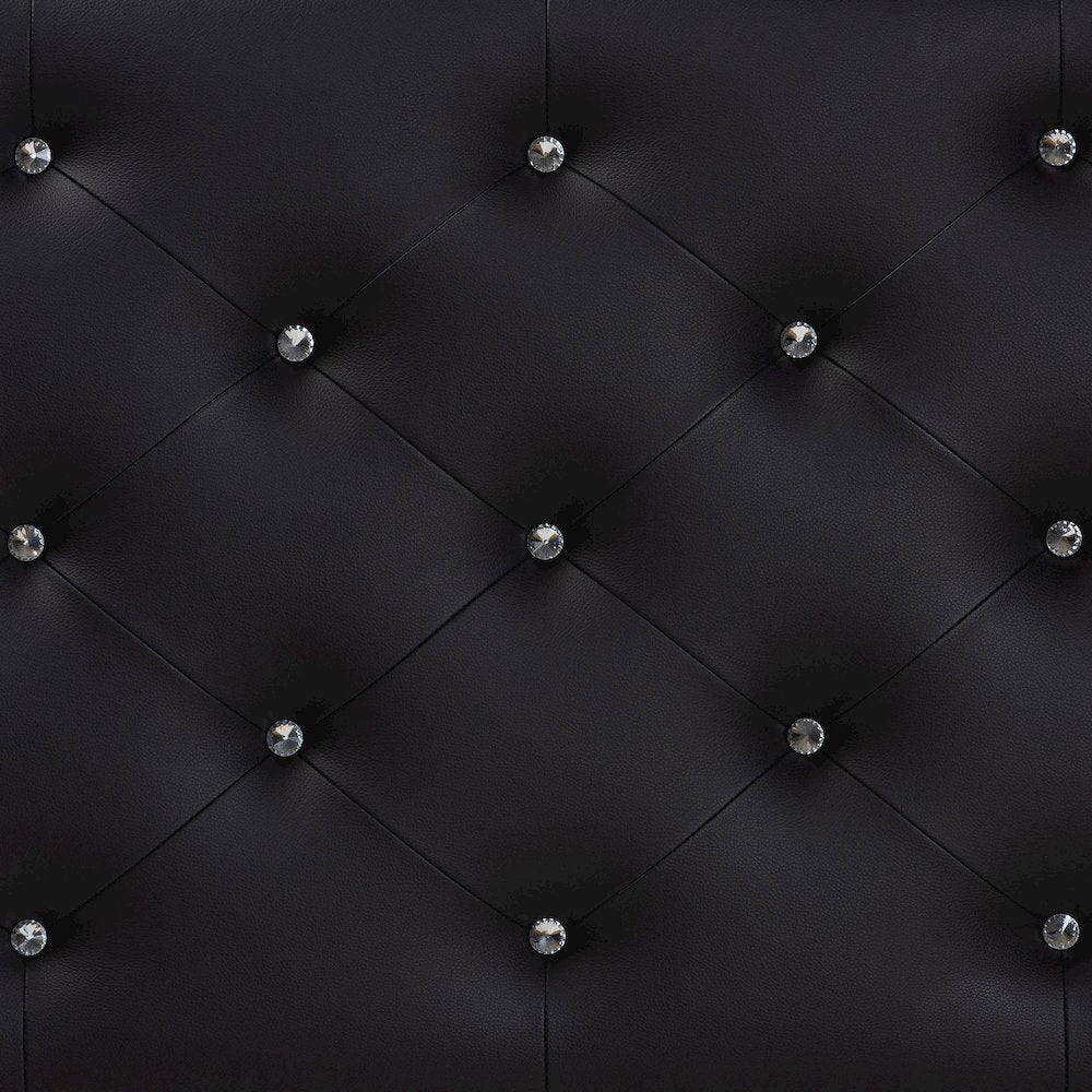 Black Faux Leather Upholstered Button-tufted Queen Size Headboard