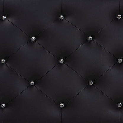 Black Faux Leather Upholstered Button-tufted Queen Size Headboard