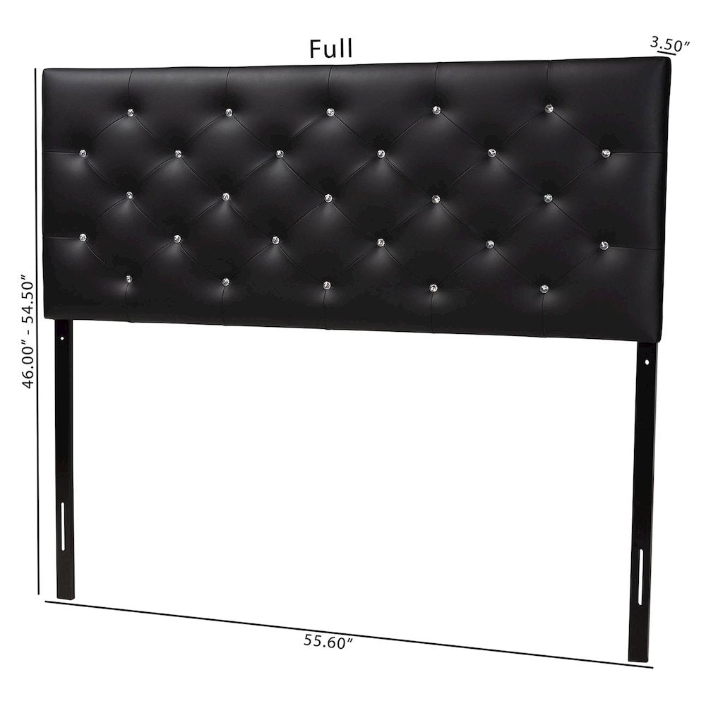 Black Faux Leather Upholstered Button-tufted Queen Size Headboard