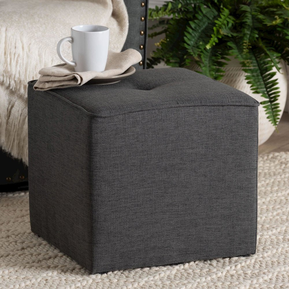 Corinne Modern and Contemporary Dark Grey Fabric Upholstered Ottoman