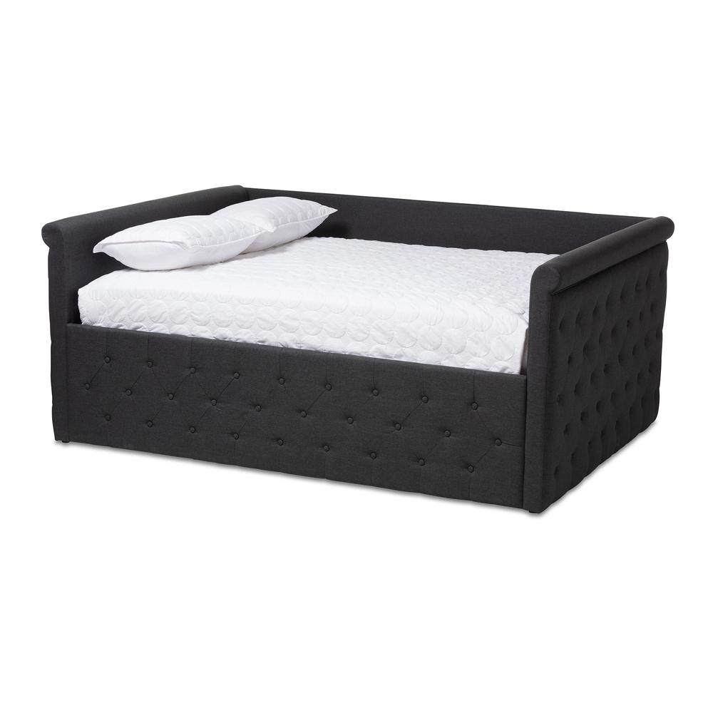 Dark Grey Fabric Upholstered Queen Daybed, Contemporary Style and Plush Comfort
