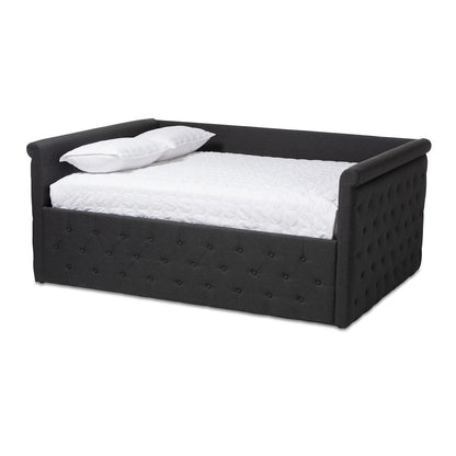 Dark Grey Fabric Upholstered Queen Daybed, Contemporary Style and Plush Comfort