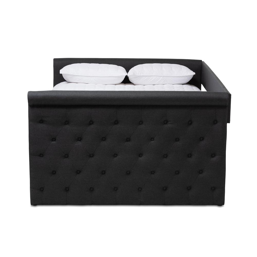 Dark Grey Fabric Upholstered Queen Daybed, Contemporary Style and Plush Comfort