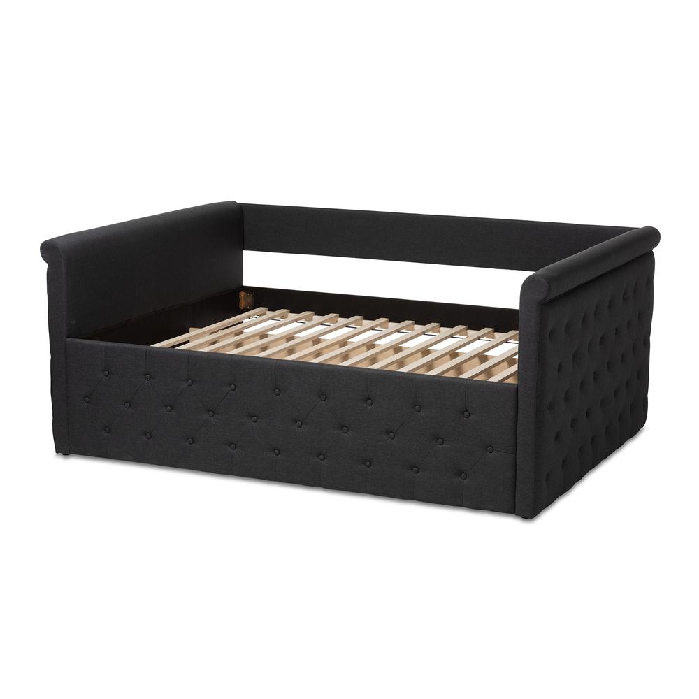 Dark Grey Fabric Upholstered Queen Daybed, Contemporary Style and Plush Comfort