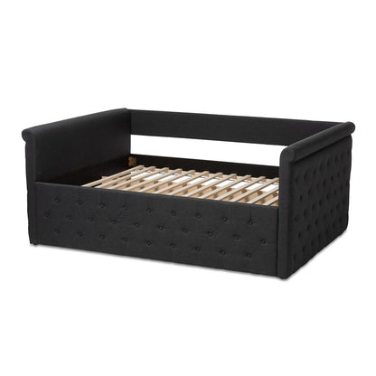 Dark Grey Fabric Upholstered Queen Daybed, Contemporary Style and Plush Comfort
