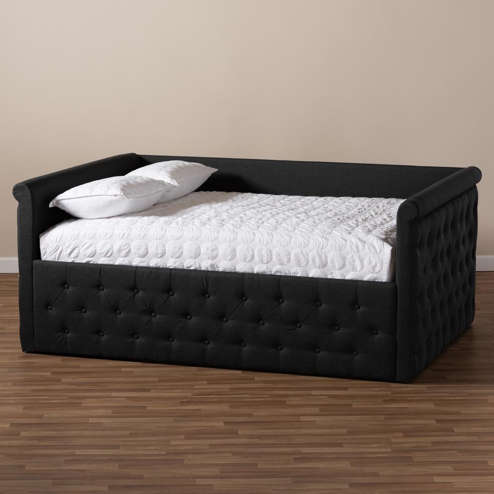 Dark Grey Fabric Upholstered Queen Daybed, Contemporary Style and Plush Comfort