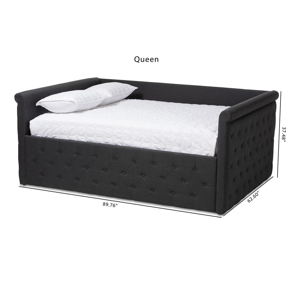 Dark Grey Fabric Upholstered Queen Daybed, Contemporary Style and Plush Comfort