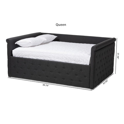 Dark Grey Fabric Upholstered Queen Daybed, Contemporary Style and Plush Comfort