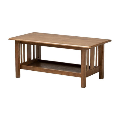 Rectangular Brown Rubberwood Coffee Table with Transitional Style
