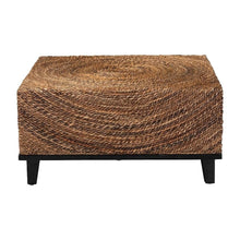 Authentic Seagrass Coffee Table with Acacia Wood Frame Espresso Brown Finish