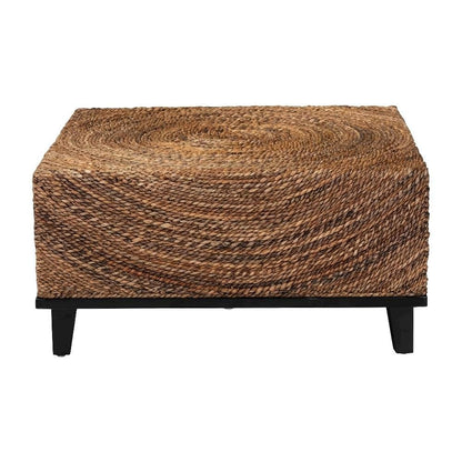 Authentic Seagrass Coffee Table with Acacia Wood Frame Espresso Brown Finish