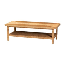 Light Honey Braided Rattan Coffee Table with Mahogany Bohemian Style