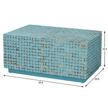 Blue Coconut Shell Coffee Table with Acacia Wood Frame and Durable Finish