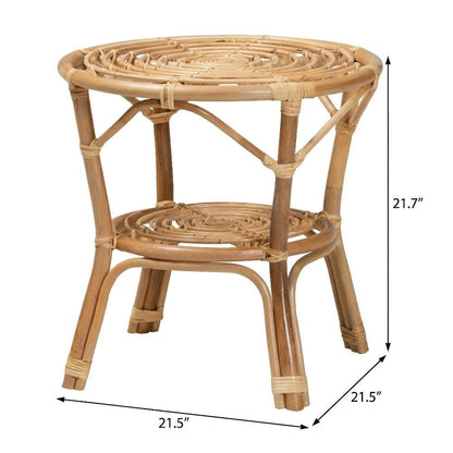 Genuine Brown Rattan Coffee Table with Bohemian Style and Durable Frame