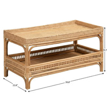 Genuine Brown Rattan Coffee Table with MDF Top and Bohemian Design