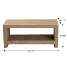 Warm Brown Rectangular Coffee Table with Handwoven Jute Top and MDF Legs