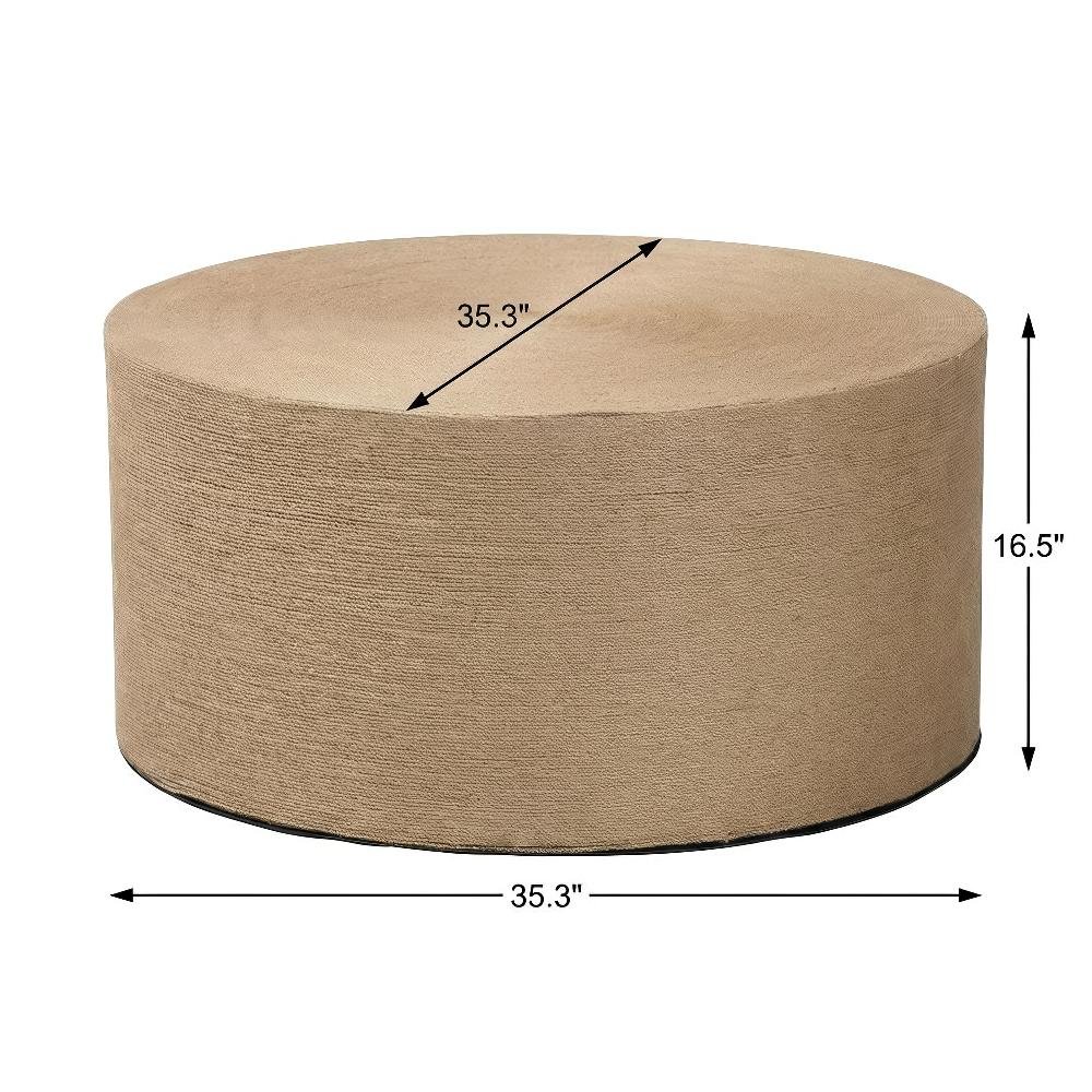 Round Handwoven Authentic Jute Coffee Table with Boho Style and Sturdy Build