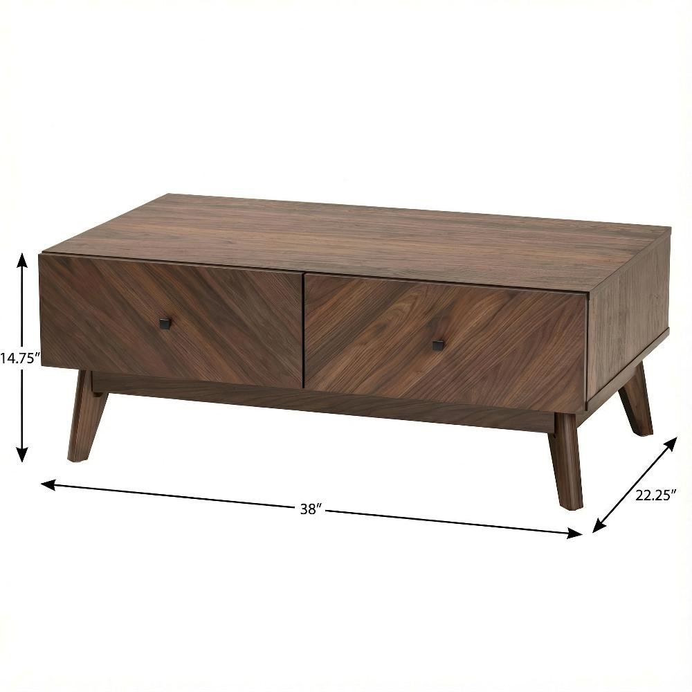 Brown MDF Mid-Century Modern Coffee Table with Sturdy Frame and Clean Surface