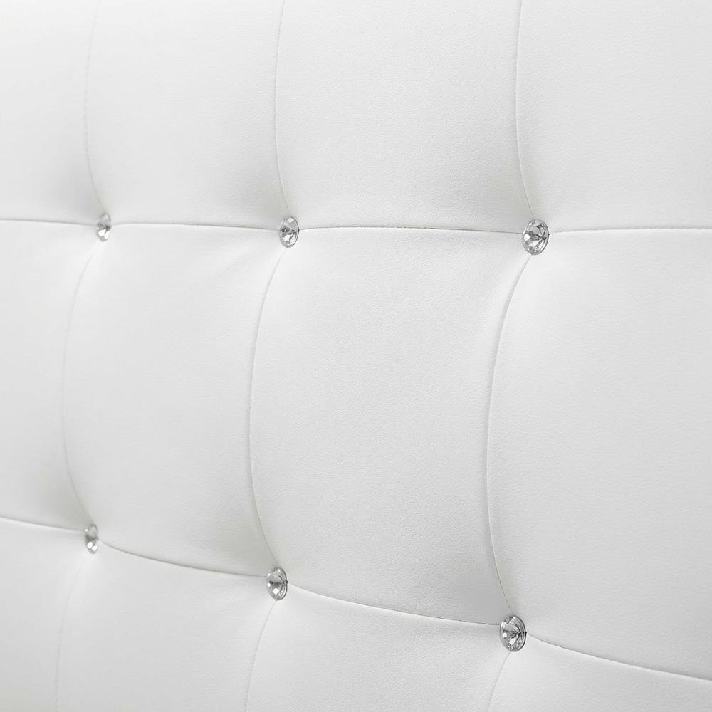 White Faux Leather Headboard Queen Size with PU Foam Padding and Wood Frame