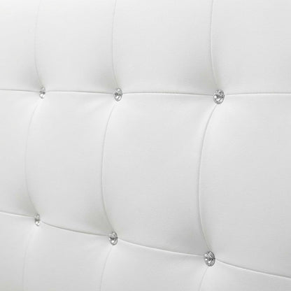 White Faux Leather Headboard Queen Size with PU Foam Padding and Wood Frame